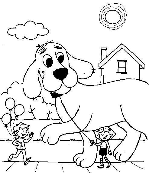 coloriage clifford et emilie se promenent